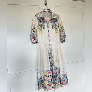 Floral button down collar dress size large